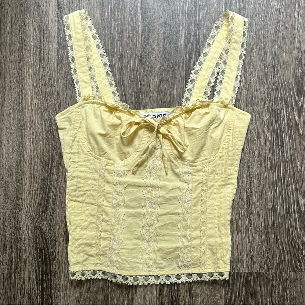 Yellow Lace Bustier Top - Picture 3 of 11
